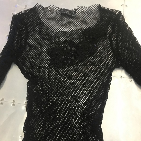 Zara Embroidered Fishnet Top - Picture 3 of 4